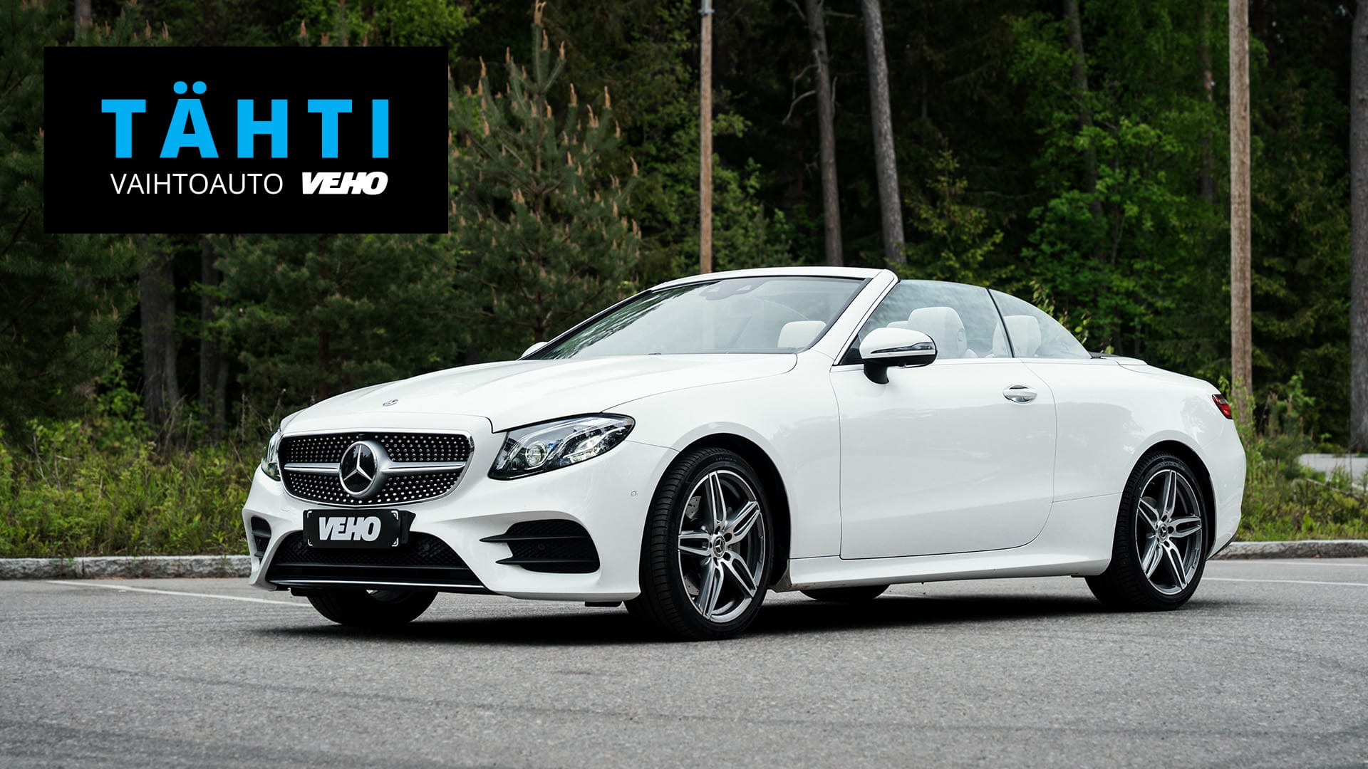 Vehon tähtivaihtoauto: Valkoinen Mercedes-Benz E Cabriolet.