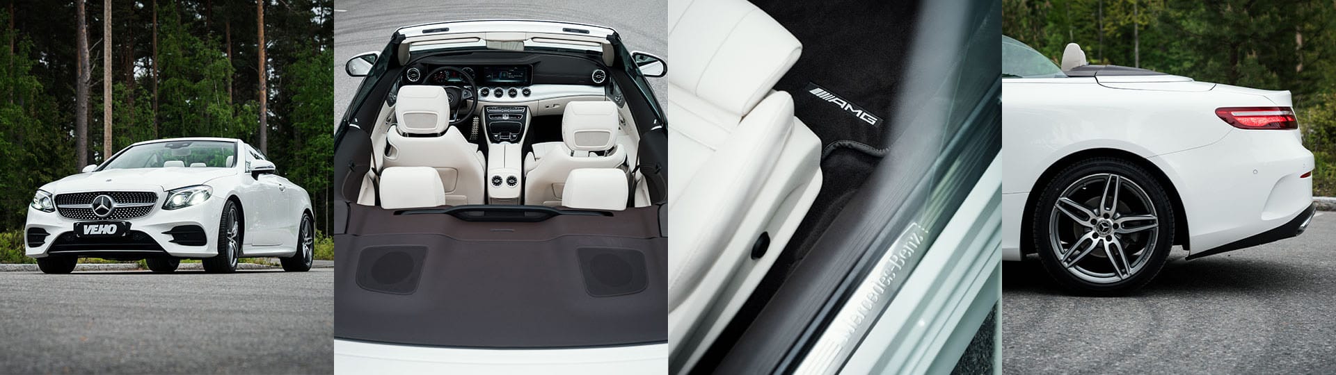 Mercedes-Benz E Cabriolet-auton yksityiskohtakuvia.